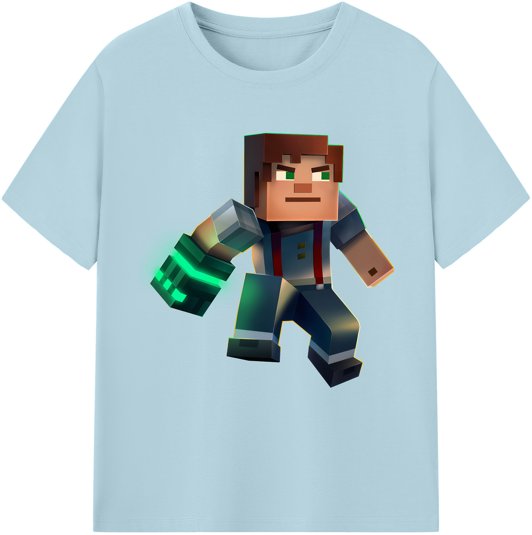 （画像用） マインクラフト ブロックの世界 Minecraft MC Block world 綿100％半袖Tシャツ（フロントプリント）